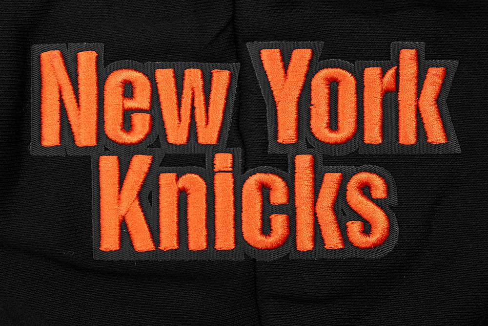 NBA NEW YORK KNICKS SCRIPT TAIL WOMEN'S RIB FLEECE CROPPED PULLOVER HOODIE (BLACK/ROYAL BLUE/BLACK) - Image 6