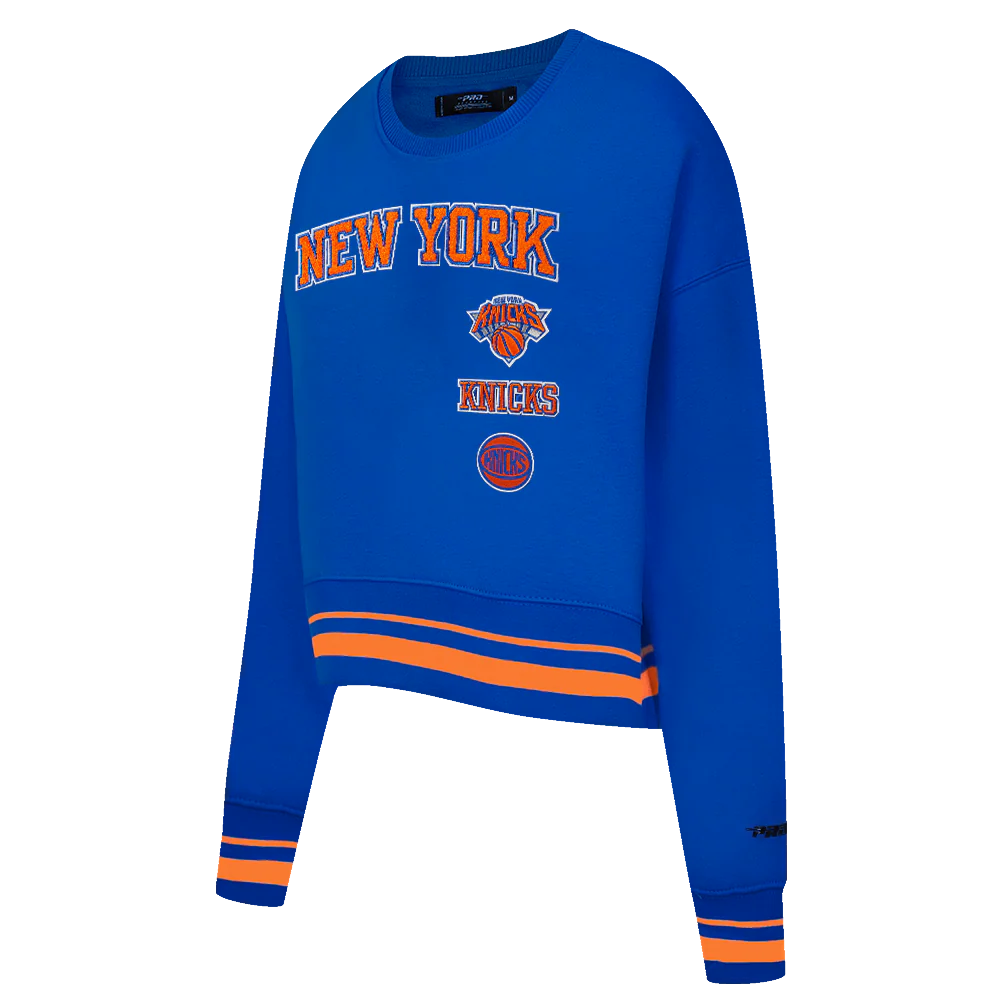 NBA NEW YORK KNICKS RETRO CLASSIC WOMEN'S RIB CREWNECK (ROYAL/ORANGE/ROYAL) - Image 2