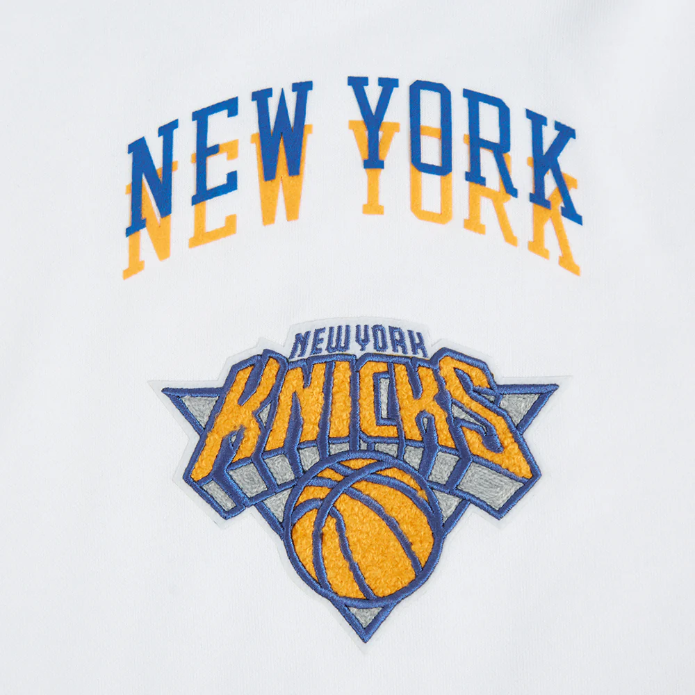 NBA NEW YORK KNICKS CITY EDITION 24-25 WOMEN'S FLEECE CROPPED PULLOVER HOODIE (WHITE) - Image 5