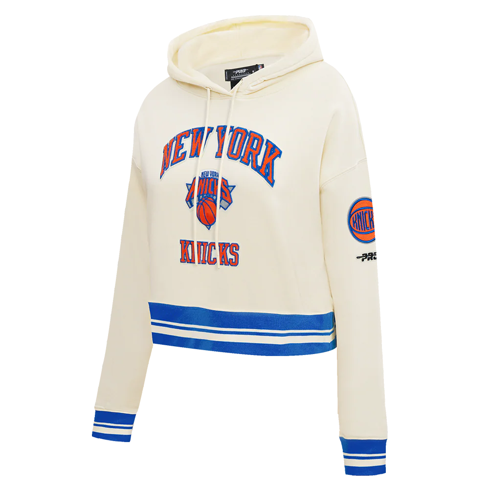 NBA NEW YORK KNICKS CITY EDITION 25-26 WOMEN'S RIB FLC CROPPED PO HOODIE (EGGSHELL/ROYAL BLUE) - Image 3