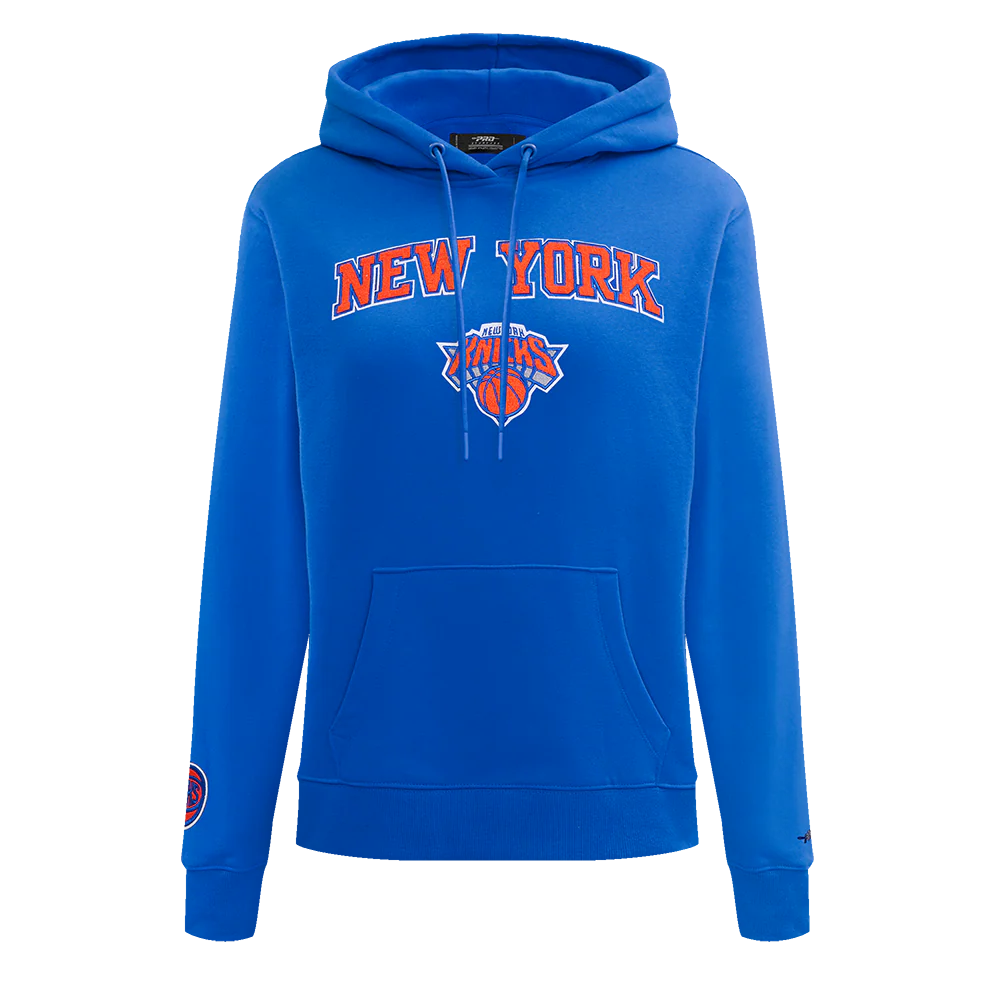 NBA NEW YORK KNICKS CLASSIC WOMEN'S FLEECE PULLOVER HOODIE (ROYAL BLUE)