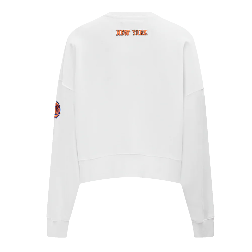 NBA NEW YORK KNICKS CLASSIC WOMEN'S FLEECE CREWNECK (WHITE) - Image 3