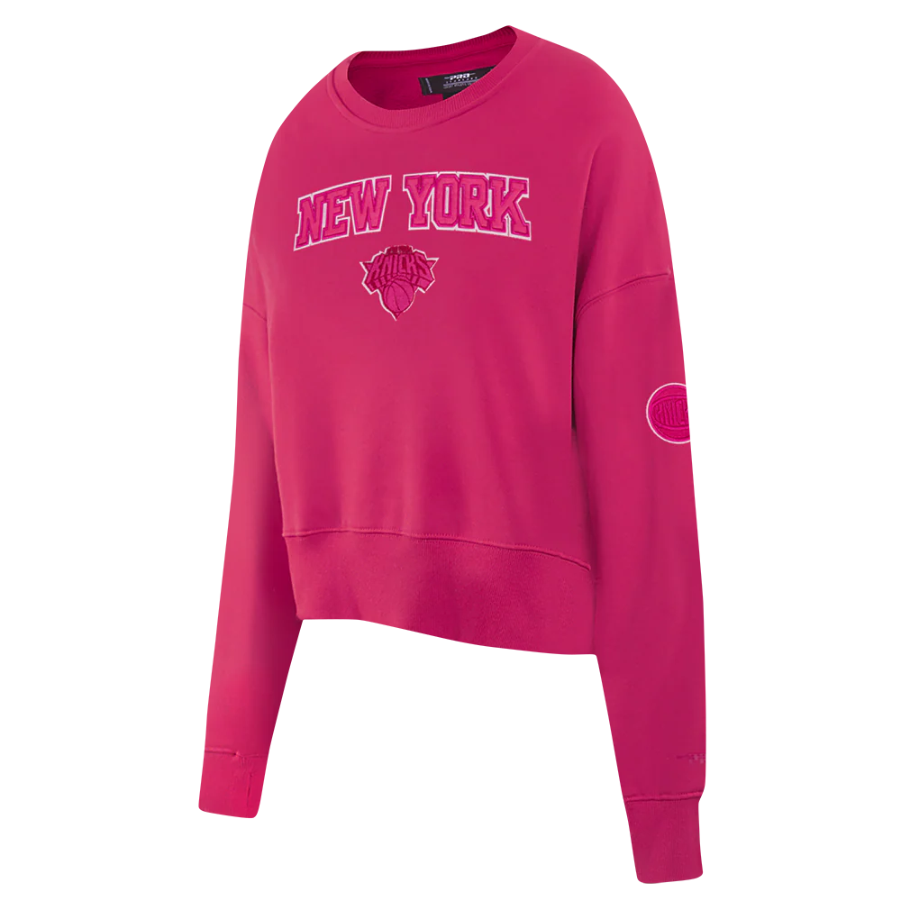 NBA NEW YORK KNICKS TRIPLE PINK WOMEN'S FLC CREWNECK (BEETROOT PURPLE) - Image 3