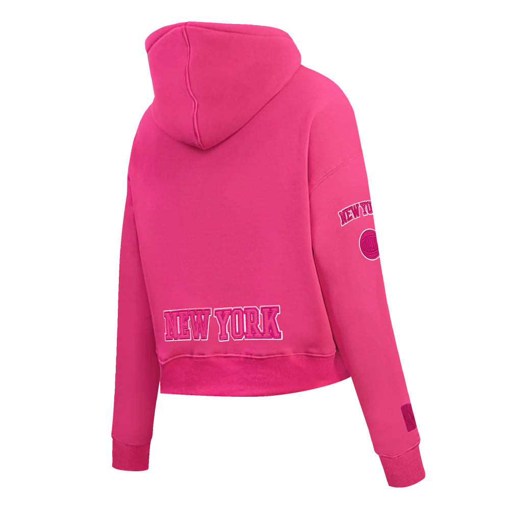 NBA NEW YORK KNICKS TRIPLE PINK WOMEN'S FLC CROPPED PO HOODIE (BEETROOT PURPLE) - Image 6