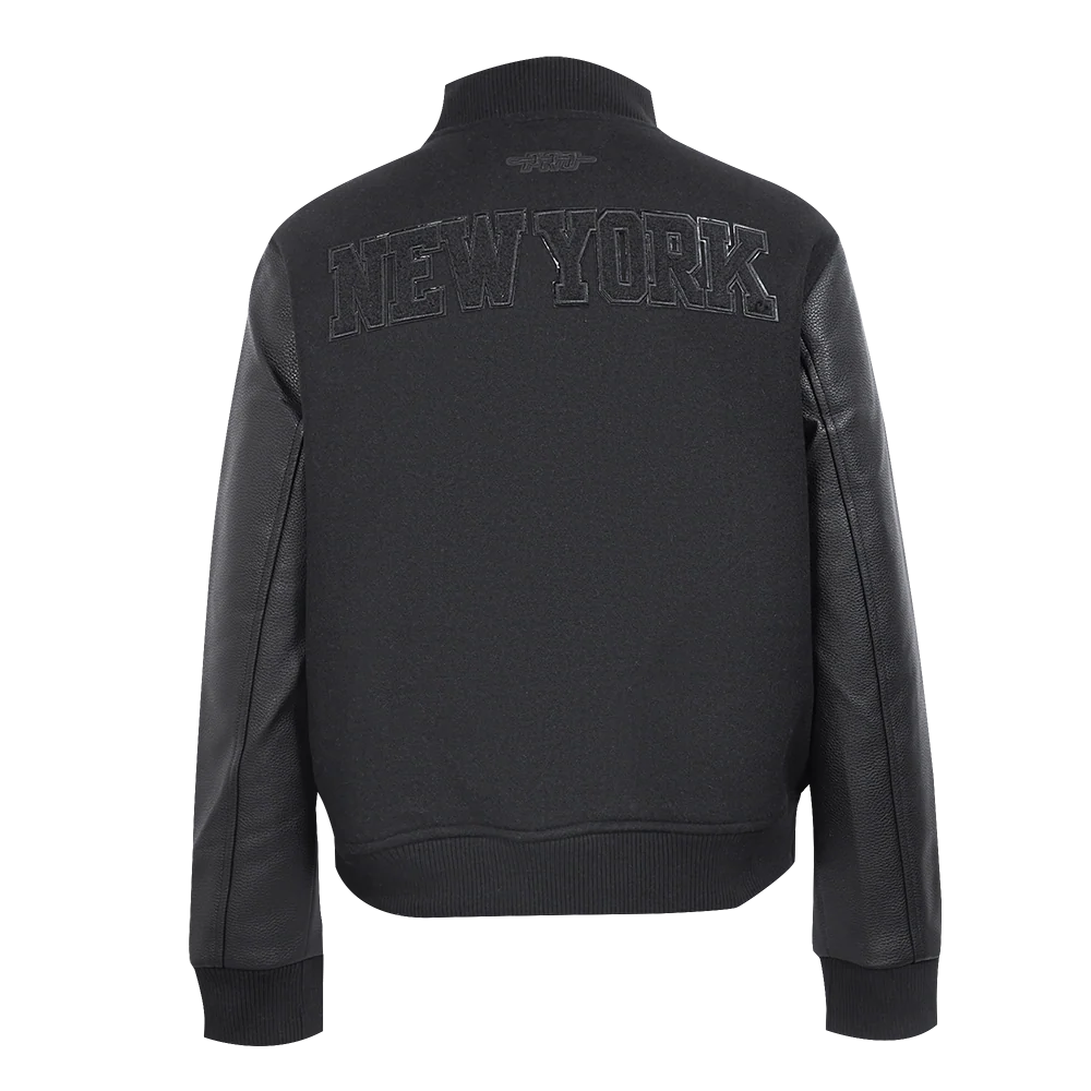 NBA NEW YORK KNICKS TRIPLE BLACK WOMEN'S WOOL VARSITY JACKET (TRIPLE BLACK WOMEN'S) - Image 3
