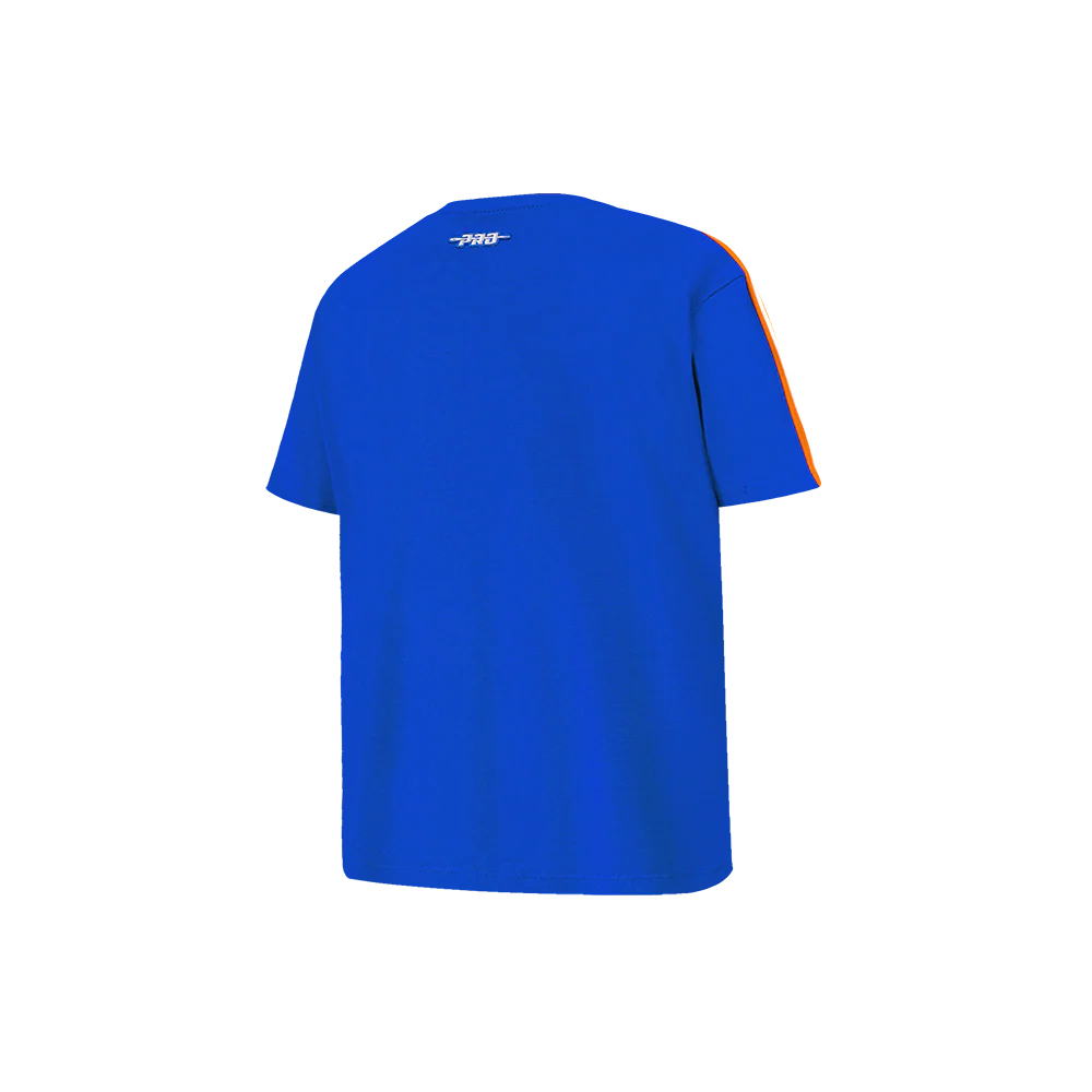 NBA NEW YORK KNICKS RETRO CLASSIC LITTLE BOYS SHORT SLEEVE TAPING TEE (ROYAL BLUE/ORANGE) - Image 4