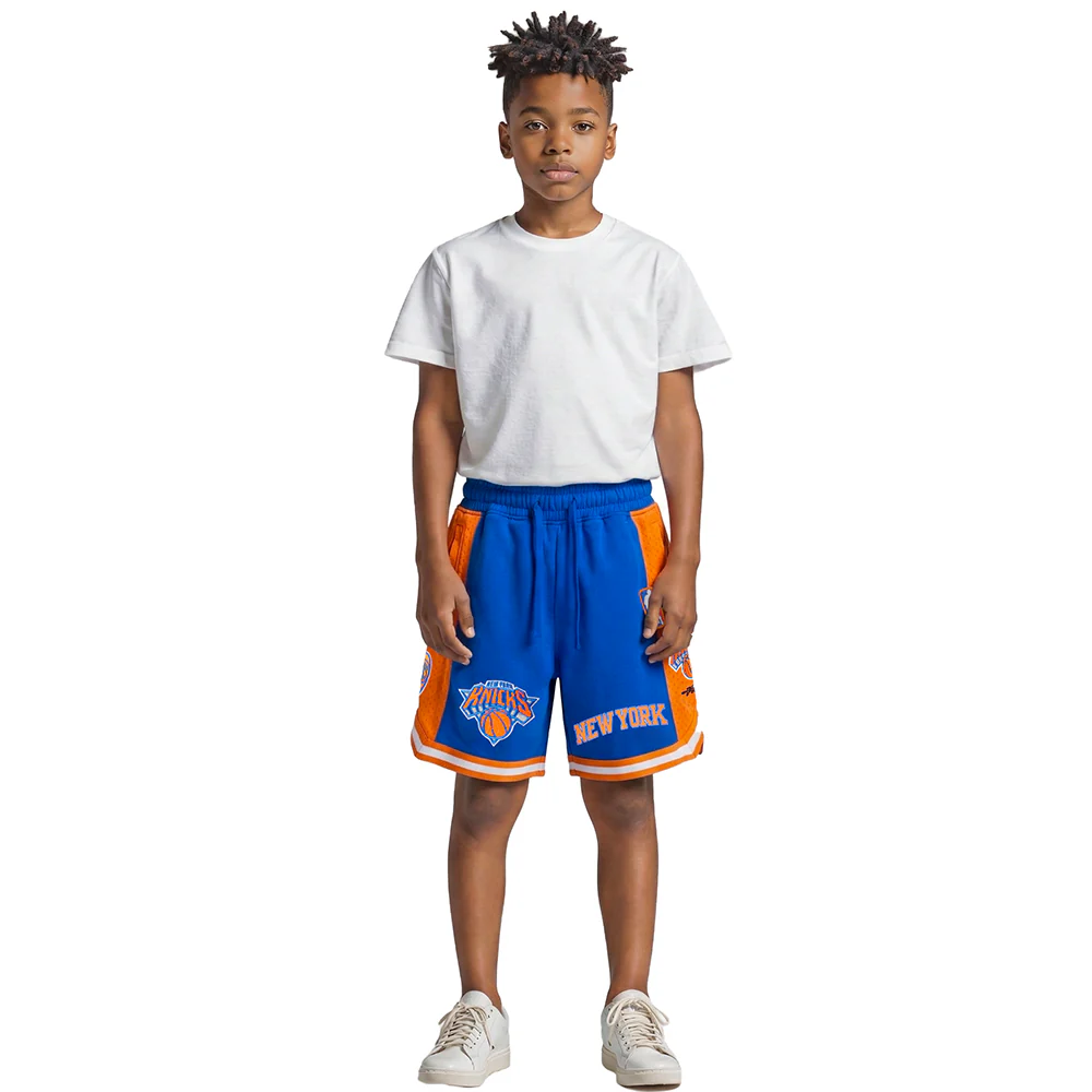 NBA NEW YORK KNICKS CLASSIC LITTLE BOYS FLEECE 2.0 SHORT (ROYAL BLUE/ORANGE) - Image 3