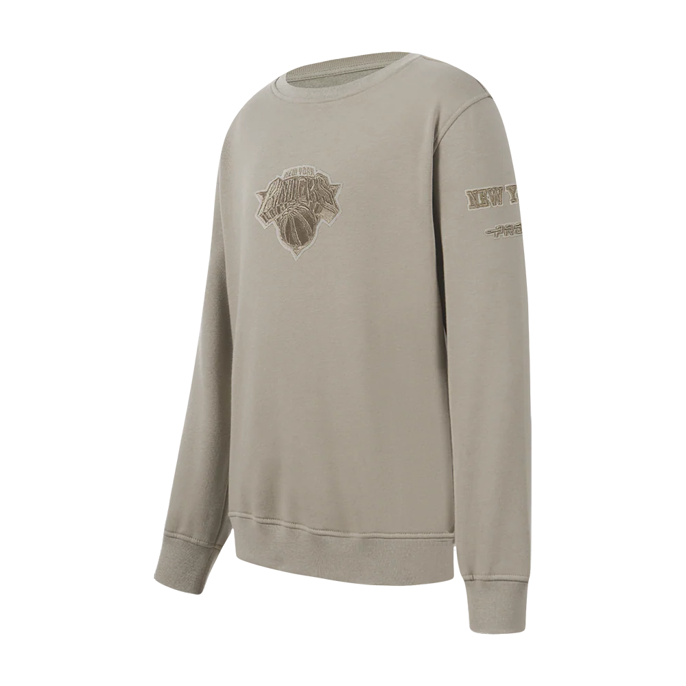 NBA NEW YORK KNICKS NEUTRAL LITTLE BOYS FLEECE CREWNECK (TAUPE) - Image 2