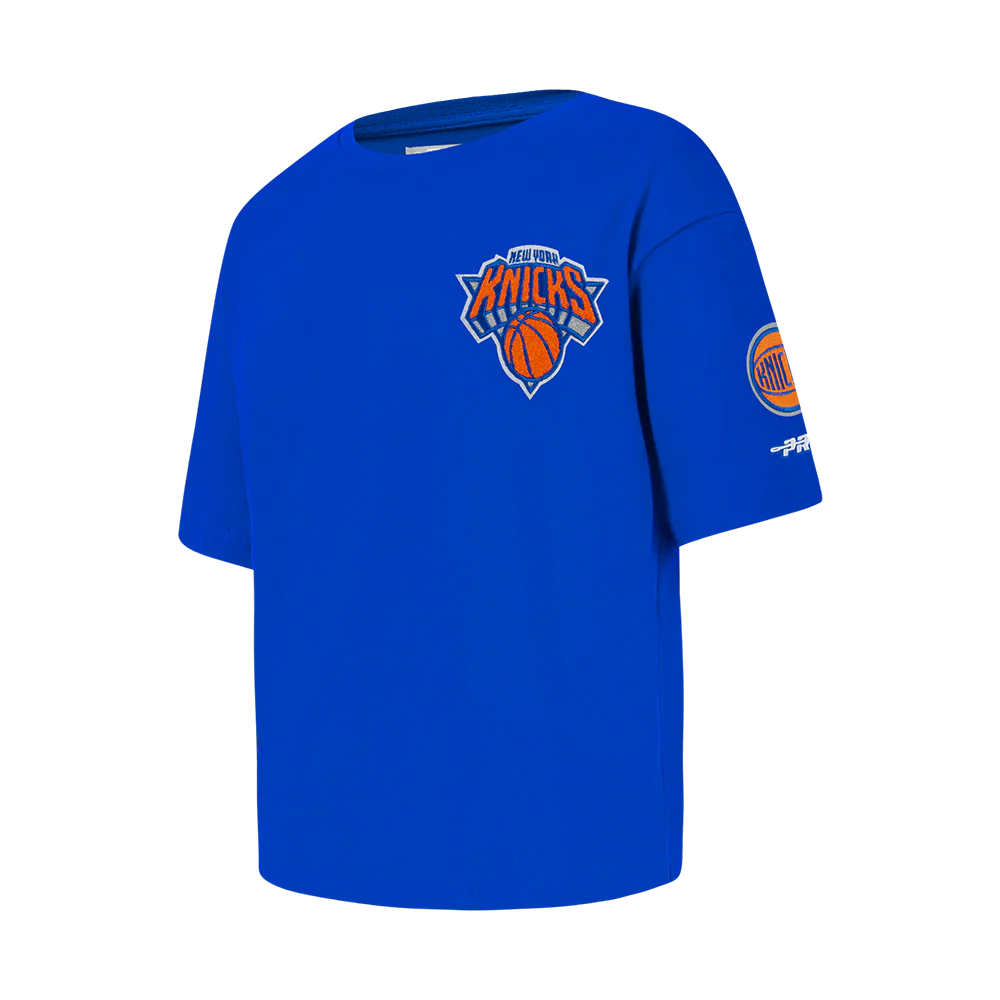 NBA NEW YORK KNICKS CLASSIC LITTLE GIRLS SHORT SLEEVE BOXY TEE (ROYAL BLUE) - Image 2