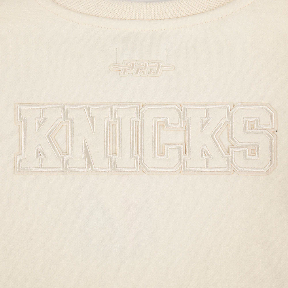 NBA NEW YORK KNICKS NEUTRAL LITTLE GIRLS FLEECE CREWNECK (EGGSHELL) - Image 6
