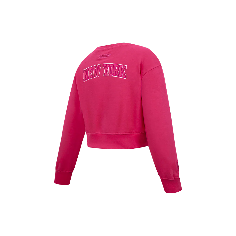 NBA NEW YORK KNICKS TRIPLE PINK LITTLE GIRLS FLEECE CREWNECK (BEETROOT PURPLE) - Image 4