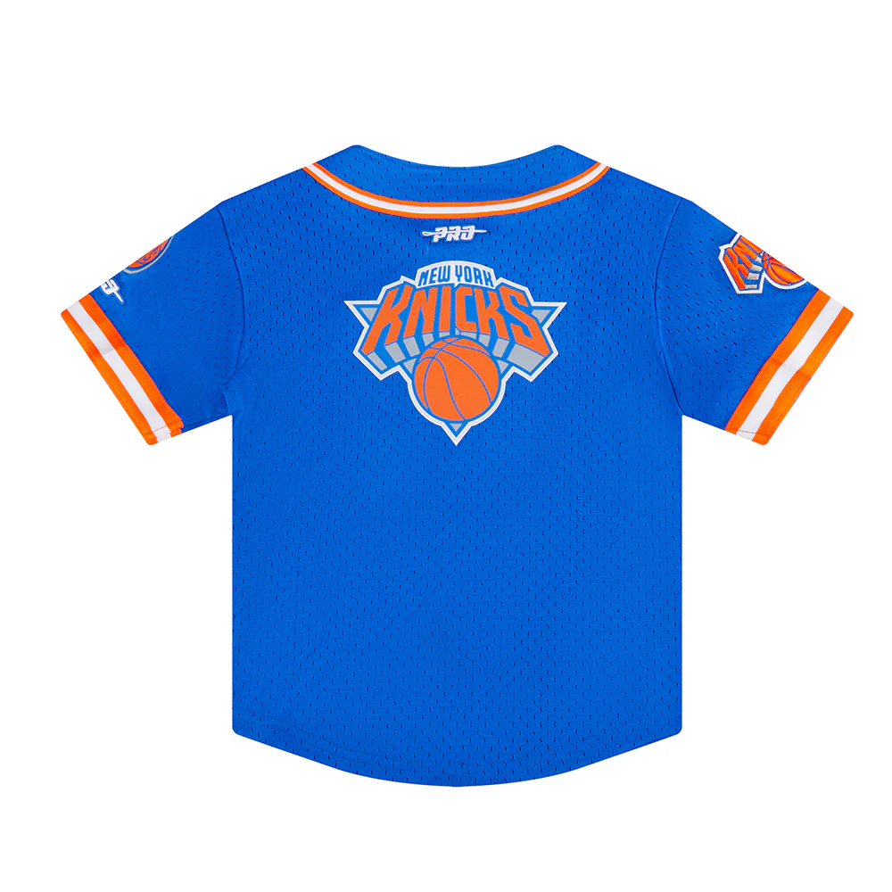 NBA NEW YORK KNICKS CLASSIC TODDLER BOYS MESH BUTTON DOWN SHIRT (ROYAL BLUE/ORANGE) - Image 4
