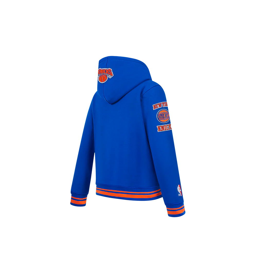NBA NEW YORK KNICKS RETRO CLASSIC TODDLER BOYS RIB FLEECE PULLOVER HOODIE (ROYAL/ORANGE/ROYAL) - Image 4