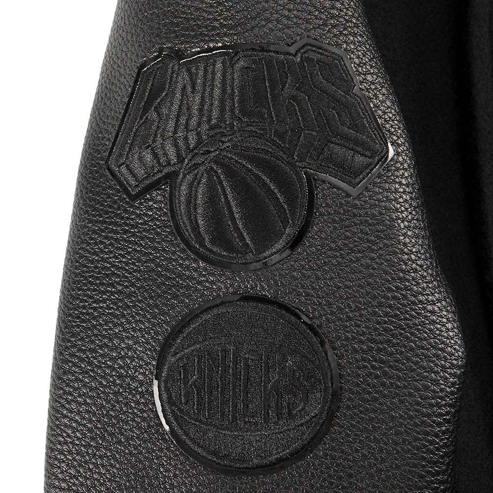 NBA NEW YORK KNICKS TRIPLE BLACK TODDLER BOYS WOOL VARSITY JACKET (JET BLACK) - Image 6
