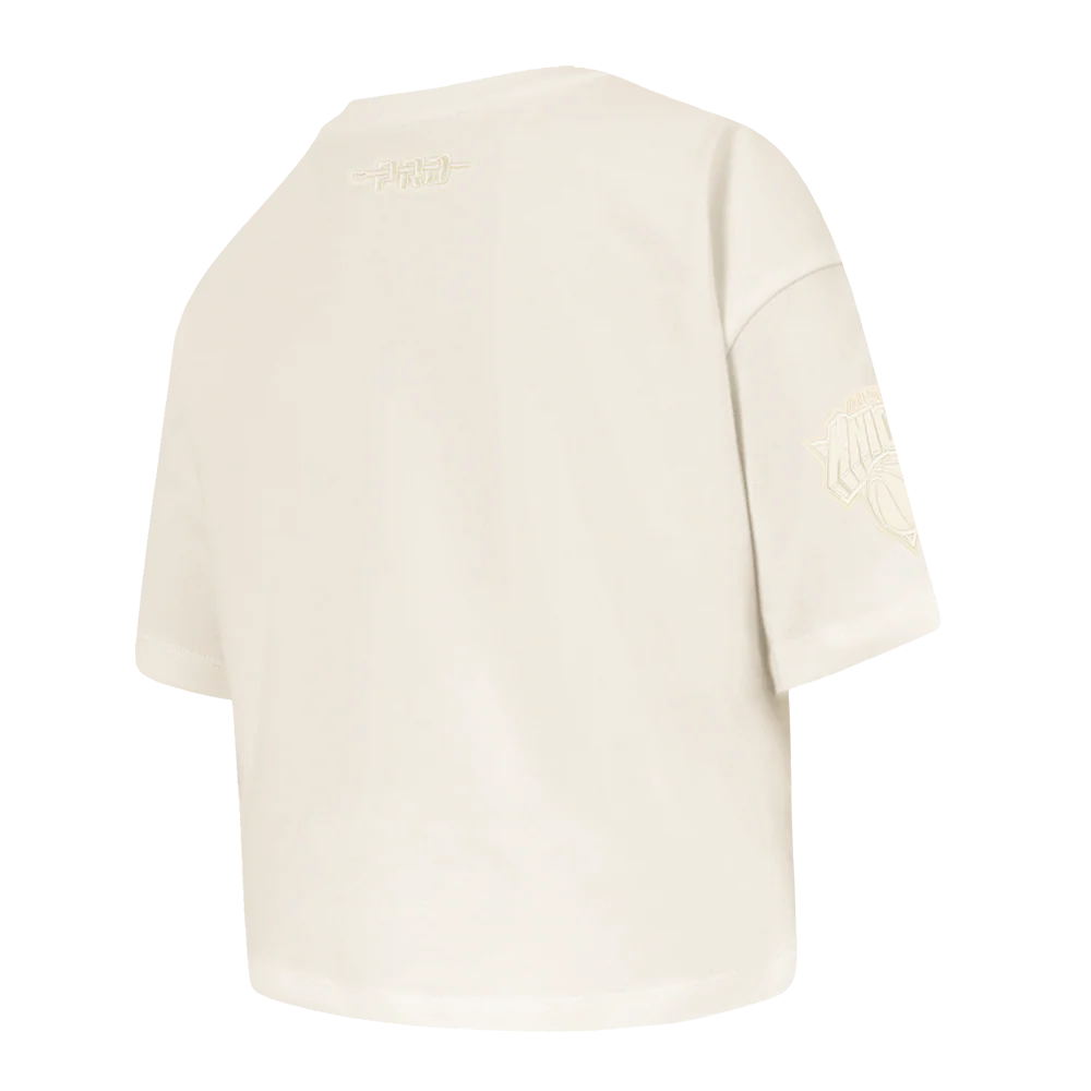 NBA NEW YORK KNICKS NEUTRAL TODDLER GIRLS SHORT SLEEVE BOXY TEE (EGGSHELL) - Image 4