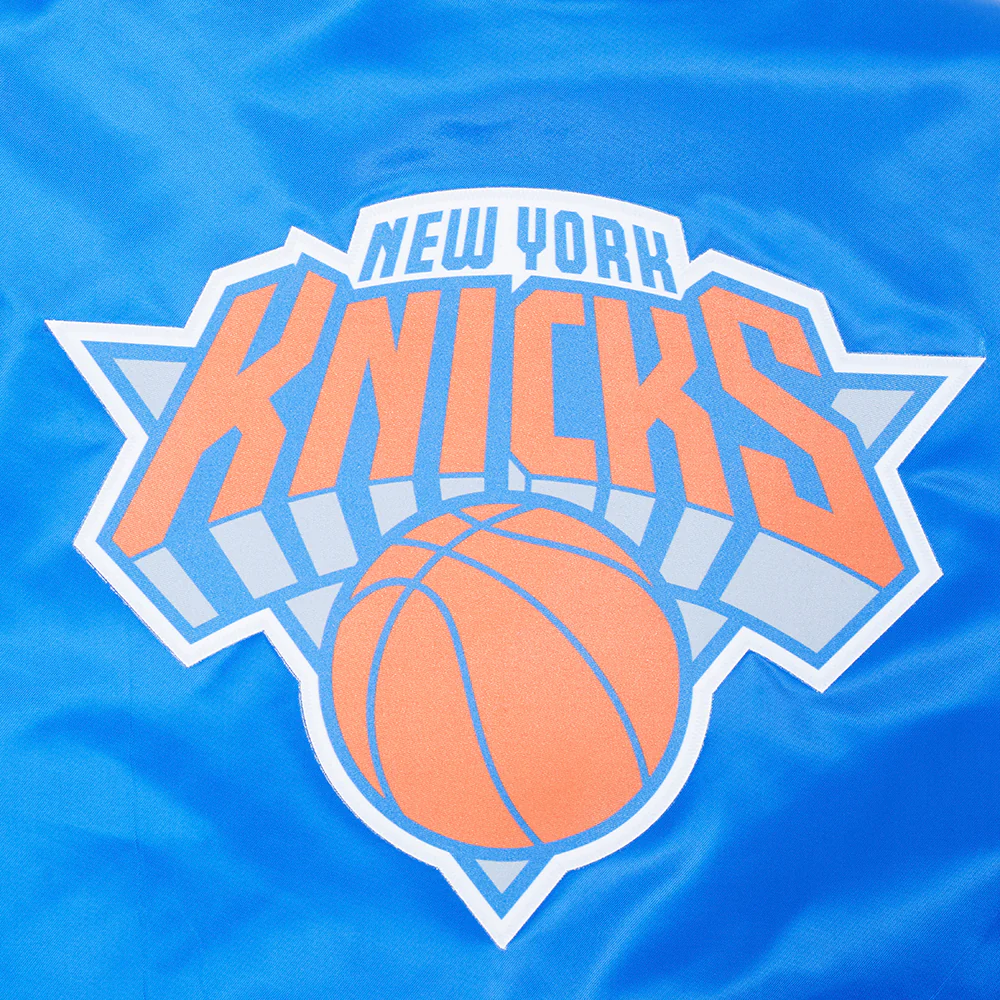 NBA NEW YORK KNICKS CLASSIC WOMEN'S SATIN JACKET (ROYAL BLUE) - Image 5