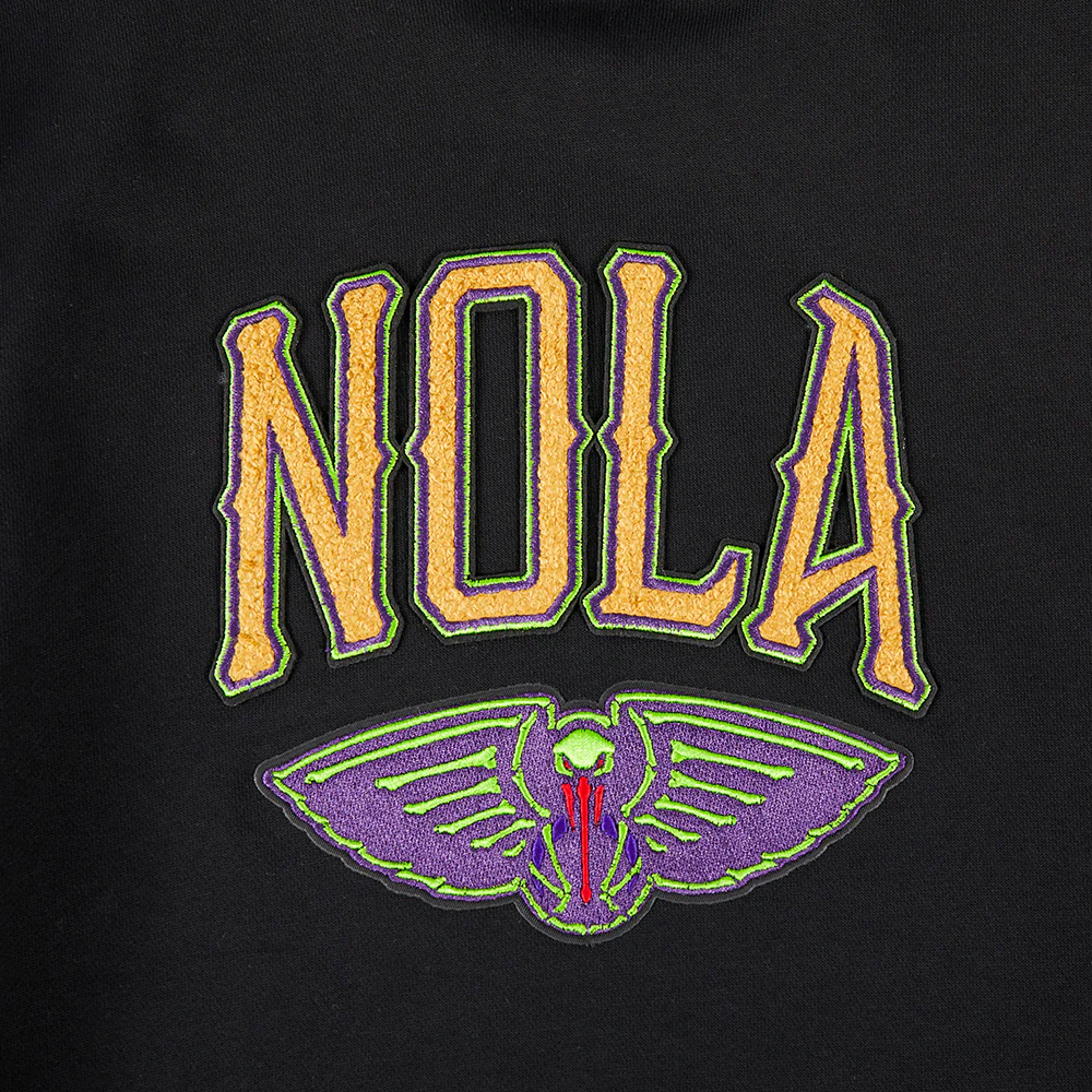 NBA NEW ORLEANS PELICANS CITY EDITION 24-25 MEN'S FLEECE PULLOVER HOODIE (BLACK) - Image 5