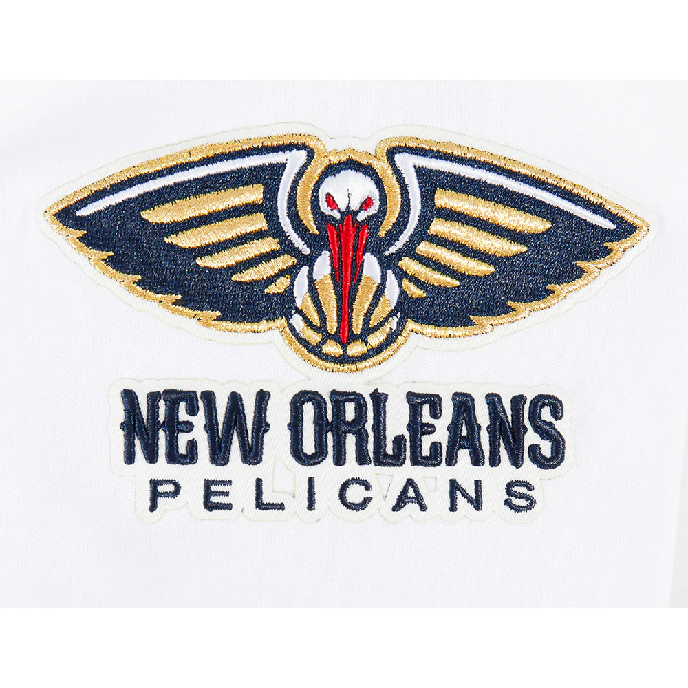 NBA NEW ORLEANS PELICANS CLASSIC CHENILLE MEN'S DK FZ PO HOODIE (WHITE) - Image 5