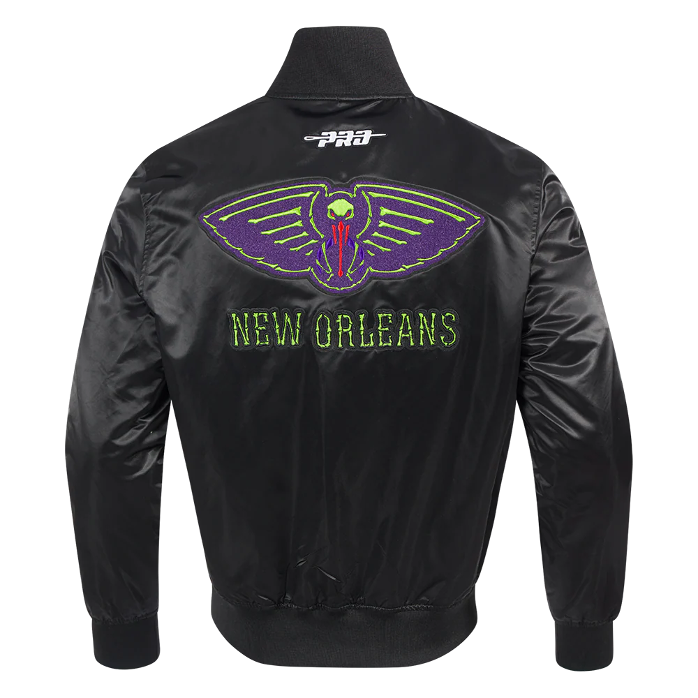 NBA NEW ORLEANS PELICANS CITY EDITION 24-25 MEN'S SATIN JACKET (BLACK) - Image 3
