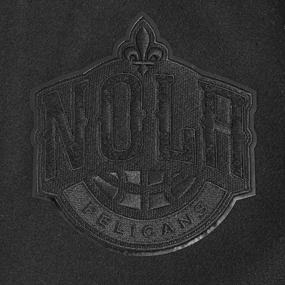 NEW ORLEANS PELICANS TRIPLE BLACK MEN'S WOOL VARSITY JACKET (TRIPLE BLACK) - Image 7