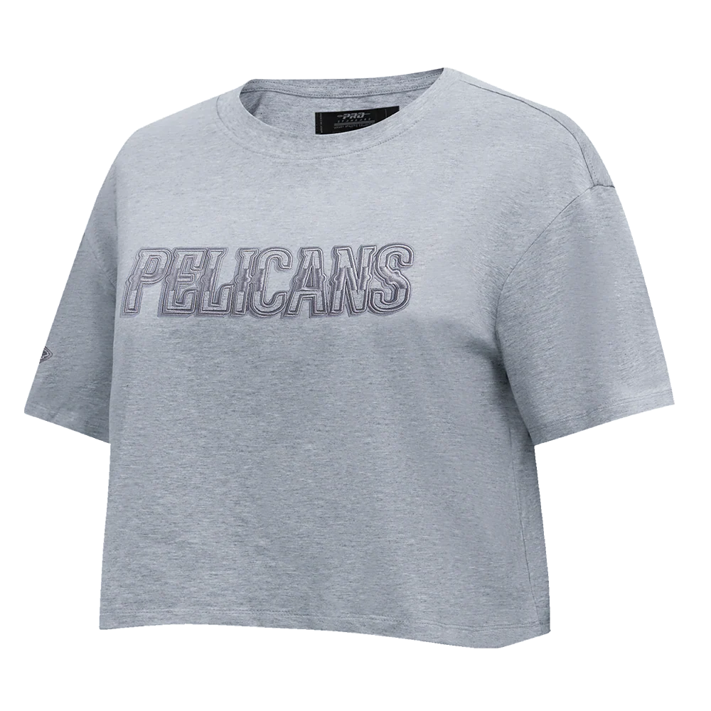 NBA NEW ORLEANS PELICANS NEUTRAL SINGLE JERSEY BOXY TEE (DARK HEATHER GRAY) - Image 2