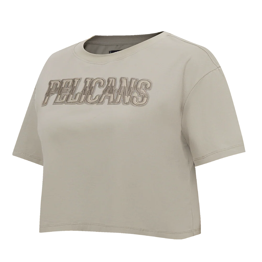NBA NEW ORLEANS PELICANS NEUTRAL SINGLE JERSEY BOXY TEE (TAUPE) - Image 2