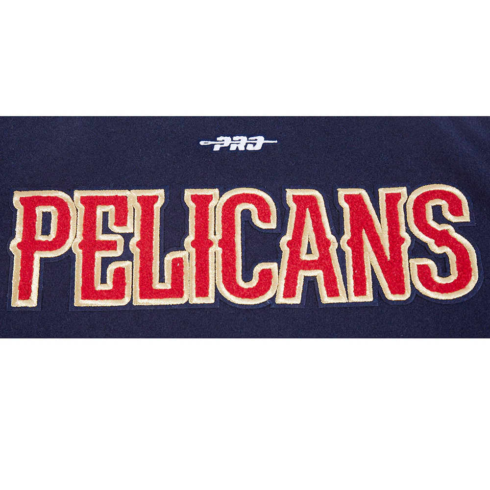 NBA NEW ORLEANS PELICANS CLASSIC BIG BOYS WOOL VARSITY JACKET (MIDNIGHT NAVY/WHITE) - Image 9