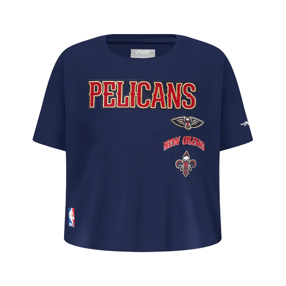 NBA NEW ORLEANS PELICANS RETRO CLASSIC BIG GIRLS SHORT SLEEVE BOXY TEE (MIDNIGHT NAVY)