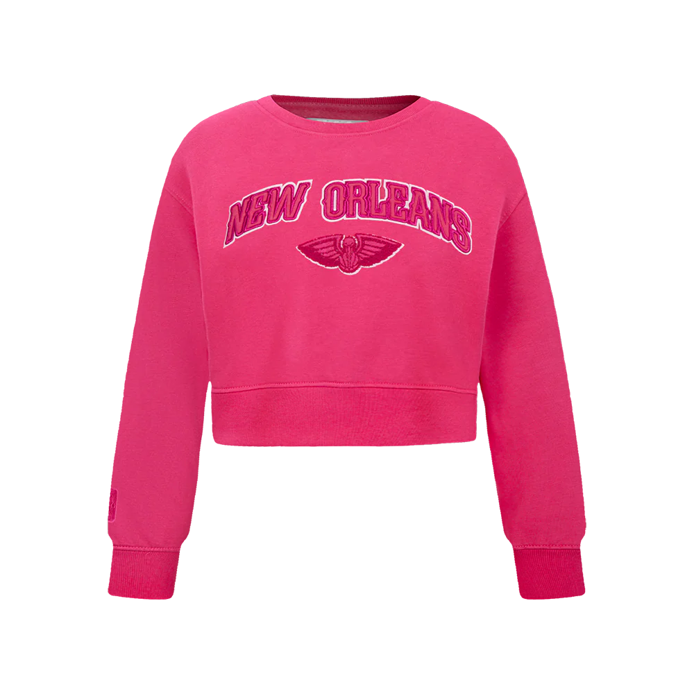 NBA NEW ORLEANS PELICANS TRIPLE PINK BIG GIRLS FLC CREWNECK (BEETROOT PURPLE)
