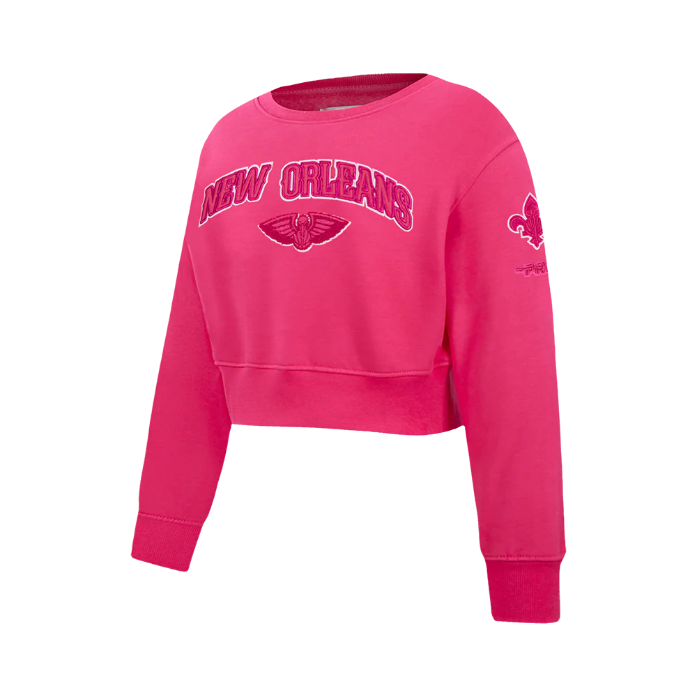 NBA NEW ORLEANS PELICANS TRIPLE PINK BIG GIRLS FLC CREWNECK (BEETROOT PURPLE) - Image 2