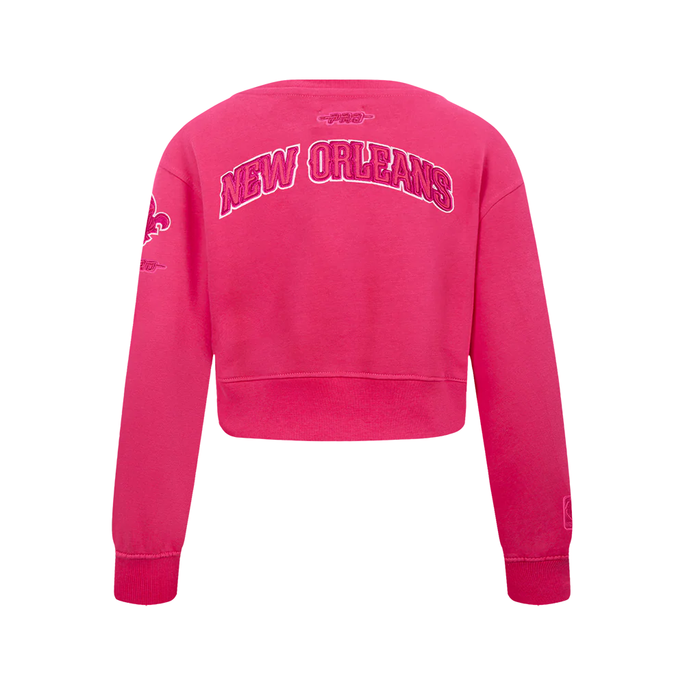NBA NEW ORLEANS PELICANS TRIPLE PINK BIG GIRLS FLC CREWNECK (BEETROOT PURPLE) - Image 3