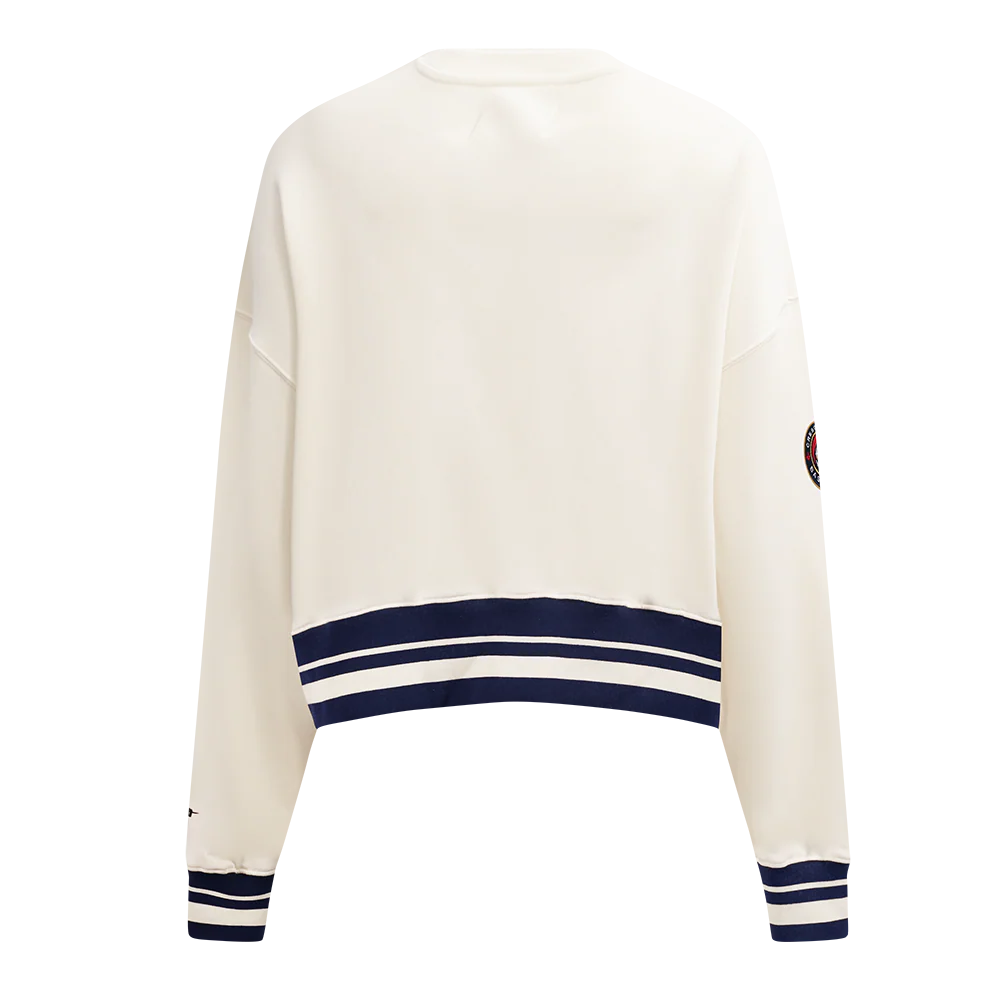 NBA NEW ORLEANS PELICANS RETRO CLASSIC WOMEN'S RIB FLC CREWNECK (EGGSHELL/ MIDNIGHT NAVY) - Image 3