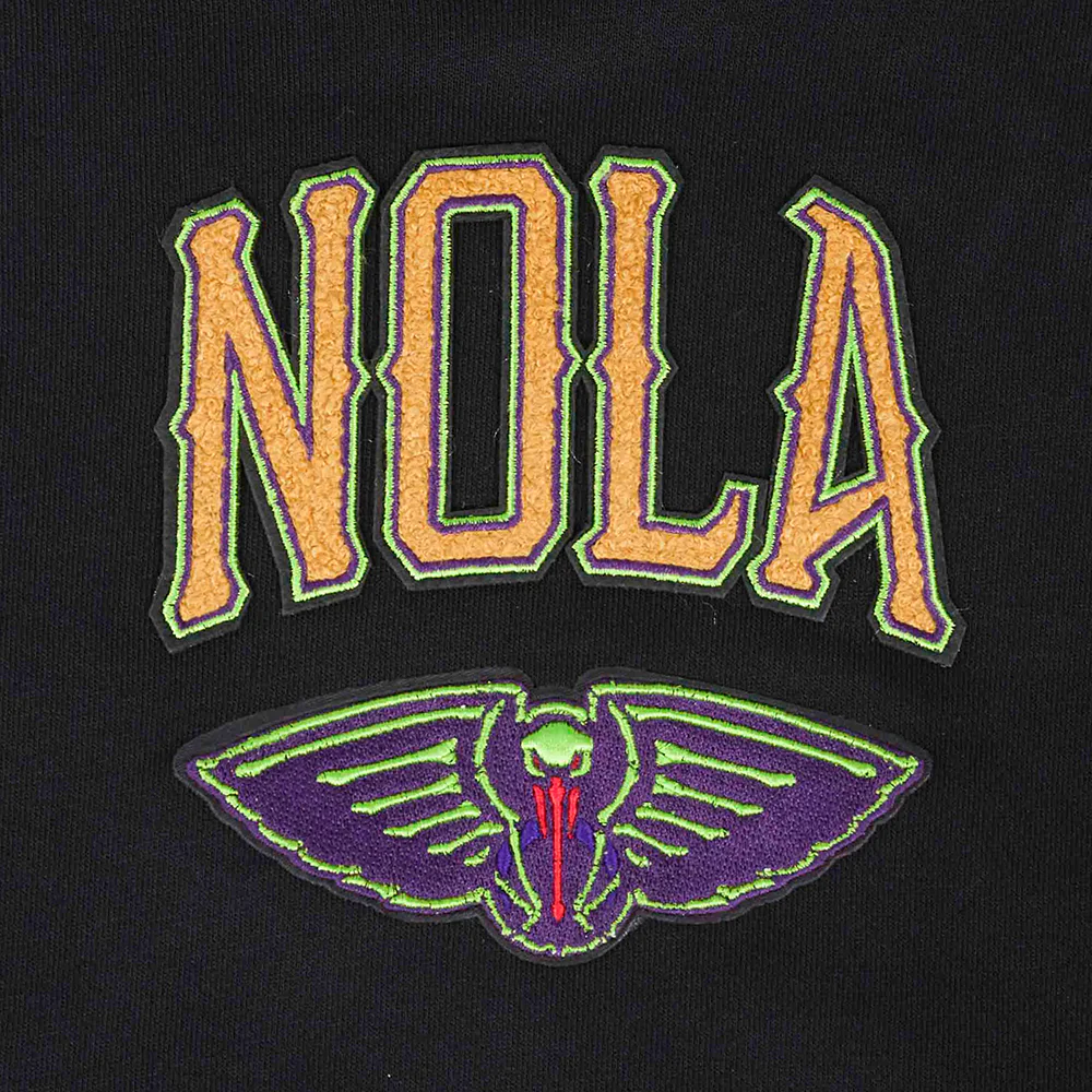 NBA NEW ORLEANS PELICANS CITY EDITION 24-25 WOMEN'S FLEECE CROPPED PULLOVER HOODIE (BLACK) - Image 6