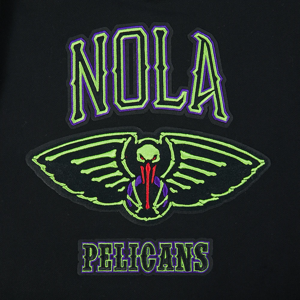 NBA NEW ORLEANS PELICANS CITY EDITION 25-26 WOMEN'S RIB FLC CROPPED PO HOODIE (BLACK) - Image 7