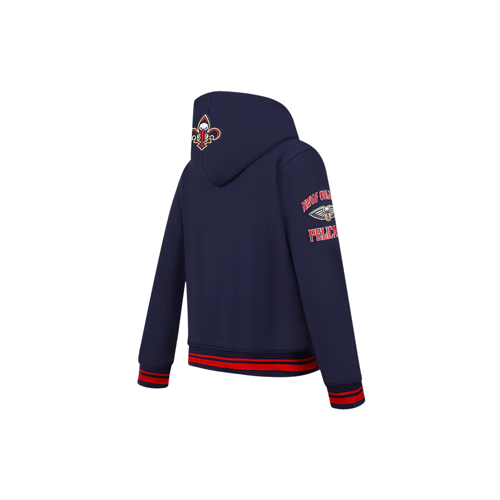 NBA NEW ORLEANS PELICANS RETRO CLASSIC LITTLE BOYS RIB FLEECE PULLOVER HOODIE (MIDNIGHT NAVY/RED/MIDNIGHT NAVY) - Image 4