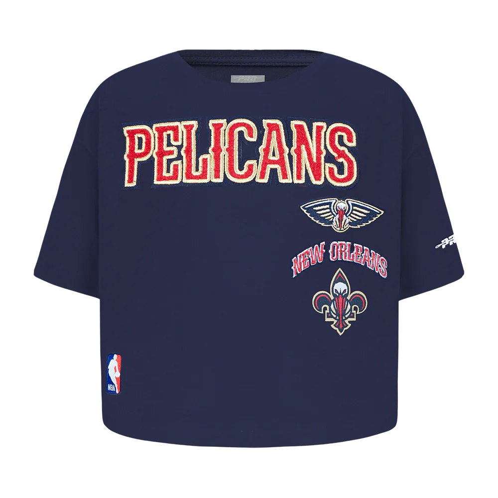 NBA NEW ORLEANS PELICANS RETRO CLASSIC TODDLER GIRLS SHORT SLEEVE BOXY TEE (MIDNIGHT NAVY)