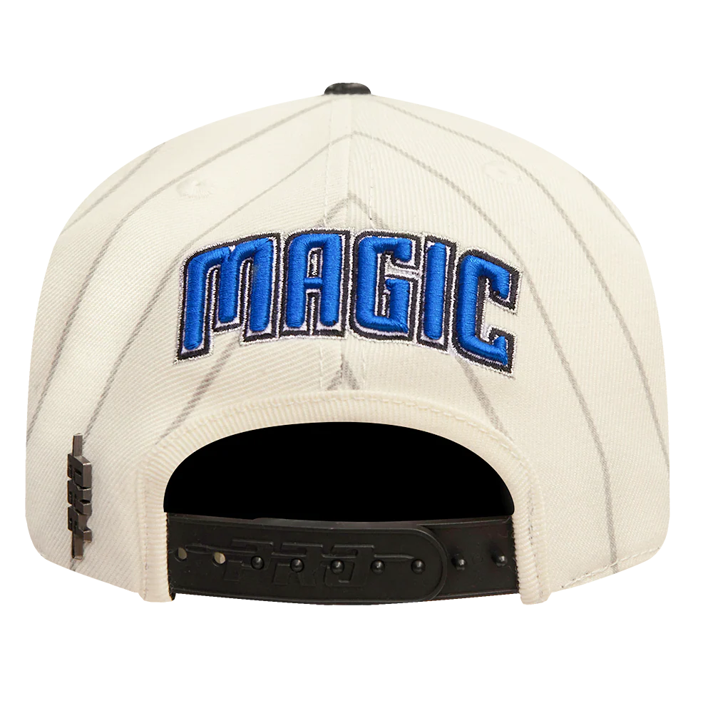 NBA ORLANDO MAGIC PINSTRIPE RETRO CLASSIC LOGO WOOL SNAPBACK HAT (EGGSHELL/ GREY) - Image 5