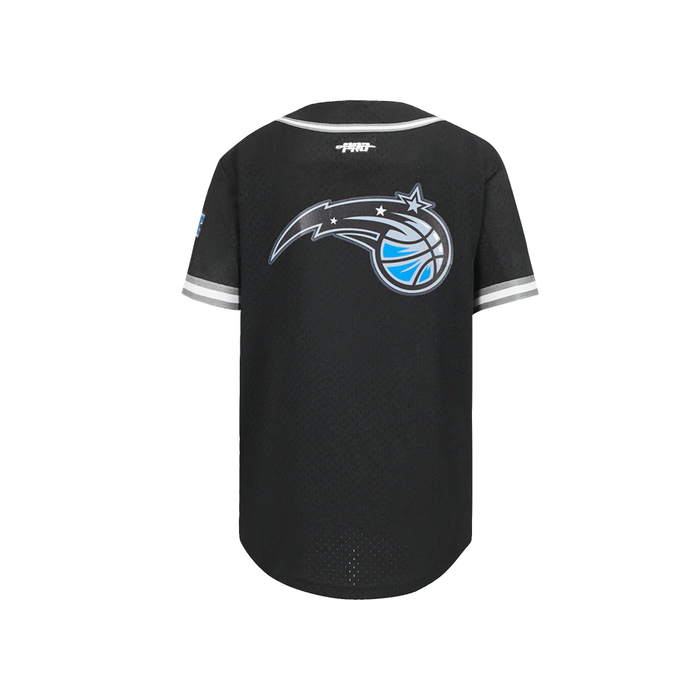 ORLANDO MAGIC CLASSIC BIG BOY'S MESH BUTTON DOWN SHIRT (BLACK/GRAY) - Image 3