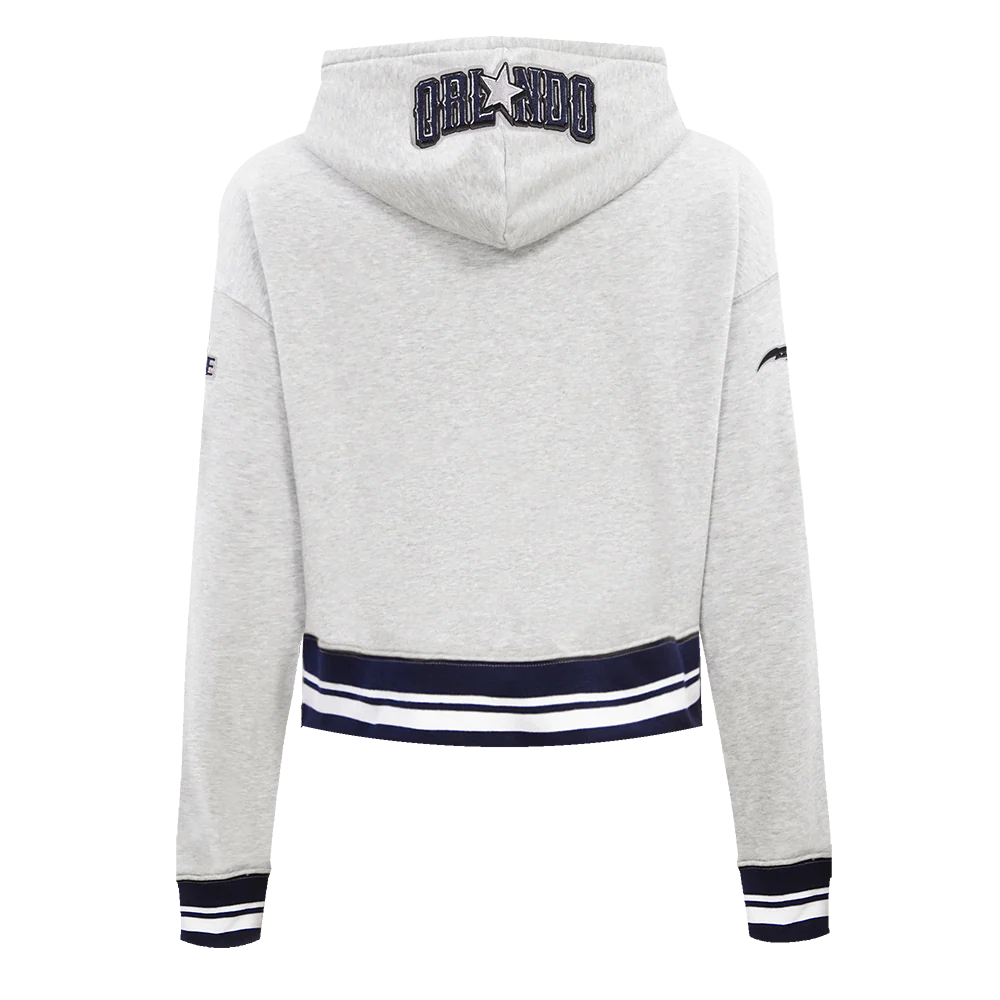NBA ORLANDO MAGIC CITY EDITION 24-25 WOMEN'S RIB FLEECE CROPPED PULLOVER HOODIE (HEATHER GREY/MIDNIGHT NAVY) - Image 3