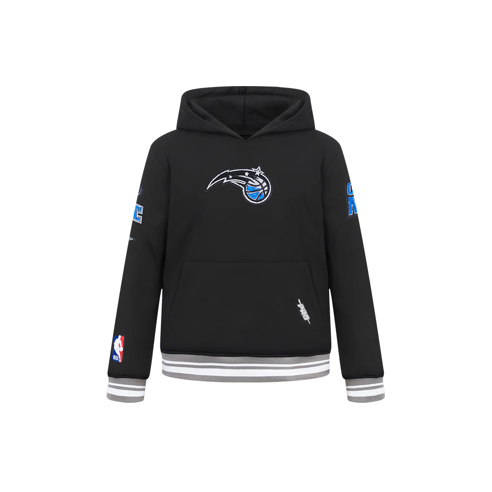 NBA ORLANDO MAGIC RETRO CLASSIC LITTLE BOYS RIB FLEECE PULLOVER HOODIE (BLACK/GRAY)