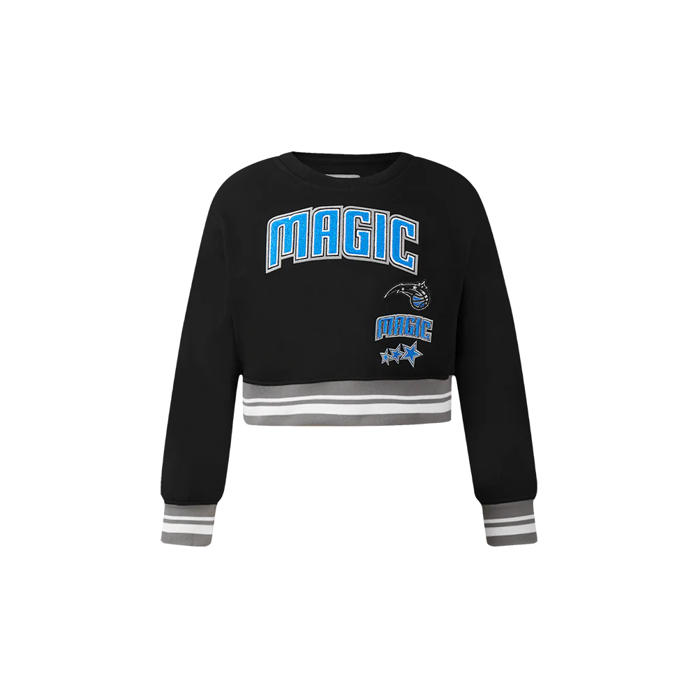 NBA ORLANDO MAGIC RETRO CLASSIC TODDLER GIRLS RIB FLEECE CREWNECK (BLACK/GRAY)