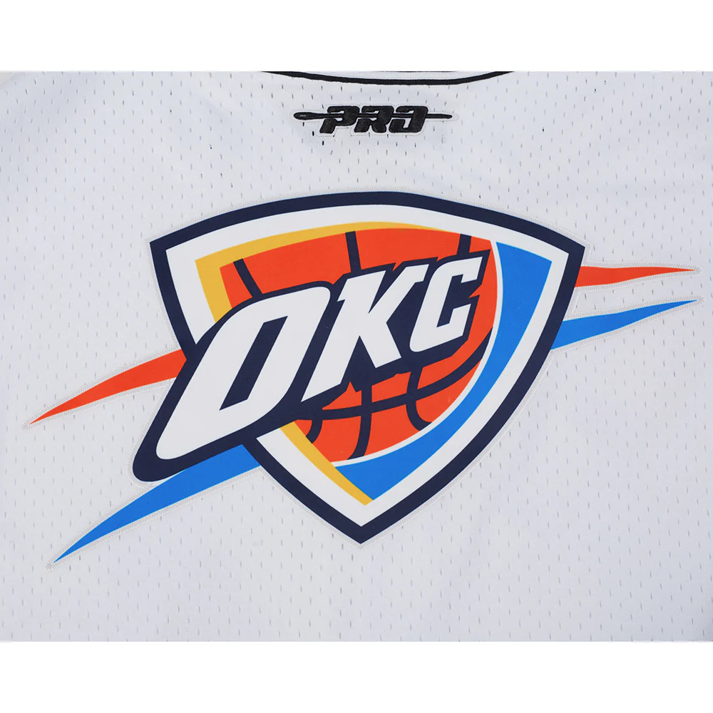 NBA OKLAHOMA CITY THUNDER SHAI GILGEOUS-ALEXANDER #2 CLASSIC MESH PNN MEN'S MESH BUTTON DOWN SHIRT (WHITE/BLACK/WHITE) - Image 10