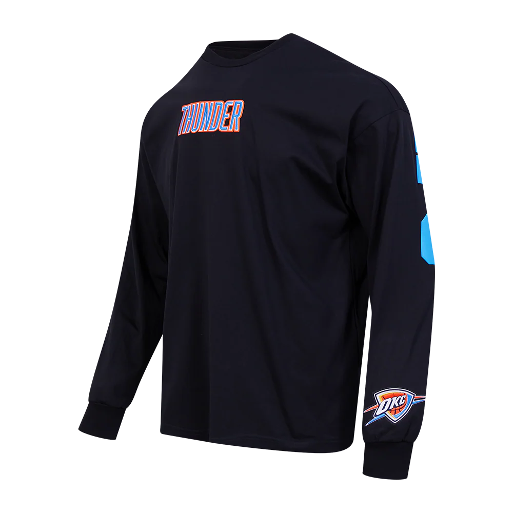 NBA OKLAHOMA CITY THUNDER WINGSPAN MEN'S DROP SHOULDER LS TEE (BLACK) - Image 4