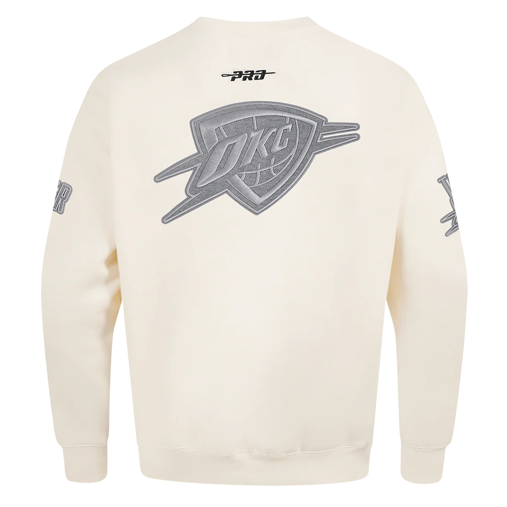NBA OKLAHOMA CITY THUNDER REVERSE FRENCH TERRY MEN'S DROP SHOULDER FLC CREWNECK (EGGSHELL) - Image 4