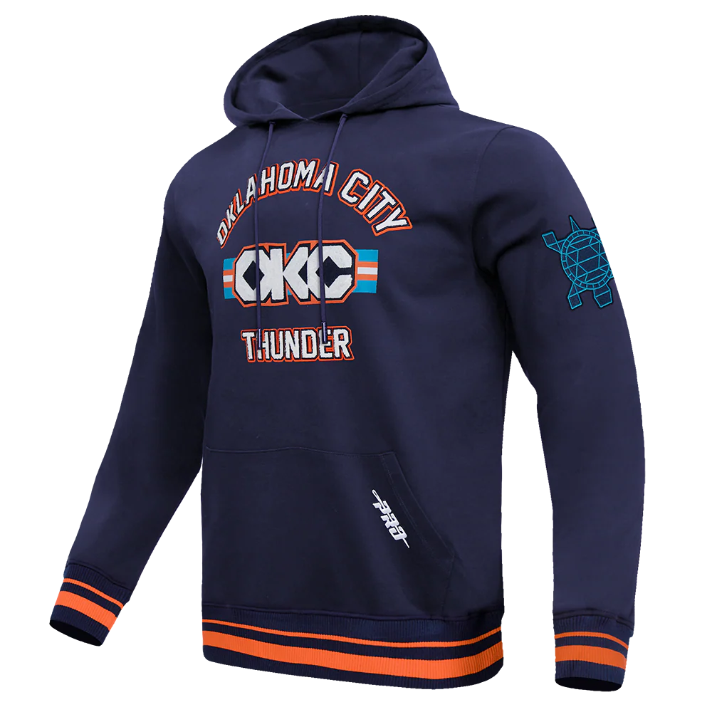 NBA OKLAHOMA CITY THUNDER CITY EDITION 25-26 MEN'S RIB FLC PO HOODIE (MIDNIGHT NAVY/ORANGE/MIDNIGHT NAVY) - Image 4