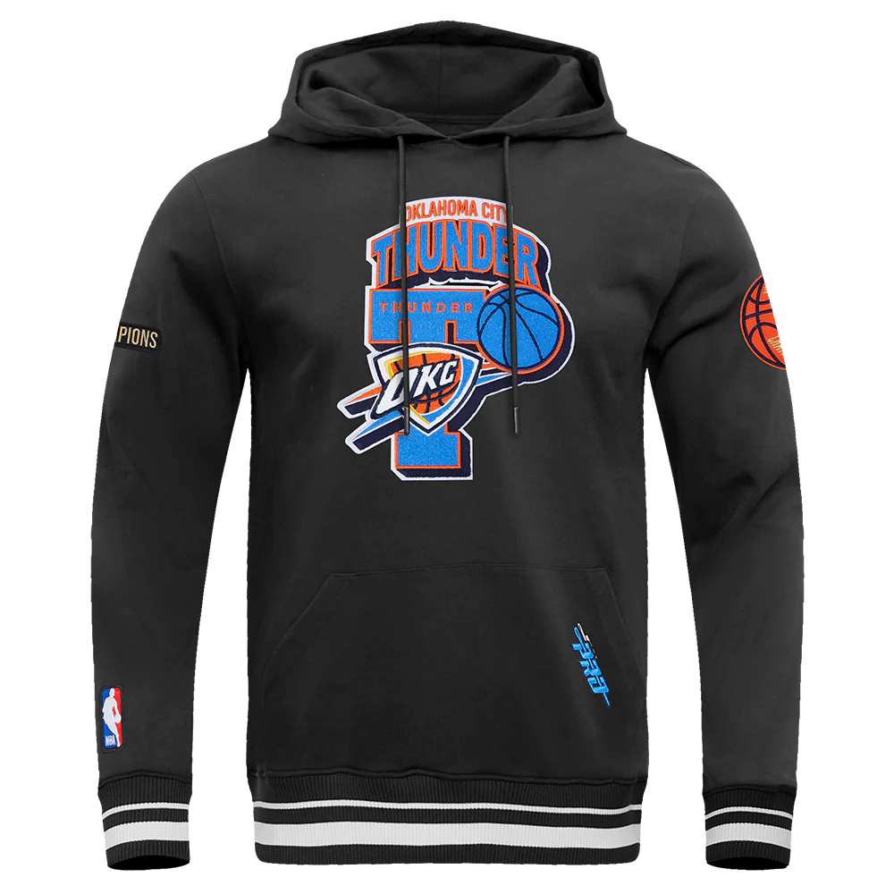OKLAHOMA CITY THUNDER NBA FINALS 2025 MEN'S RIB PO HOODIE (BLACK)