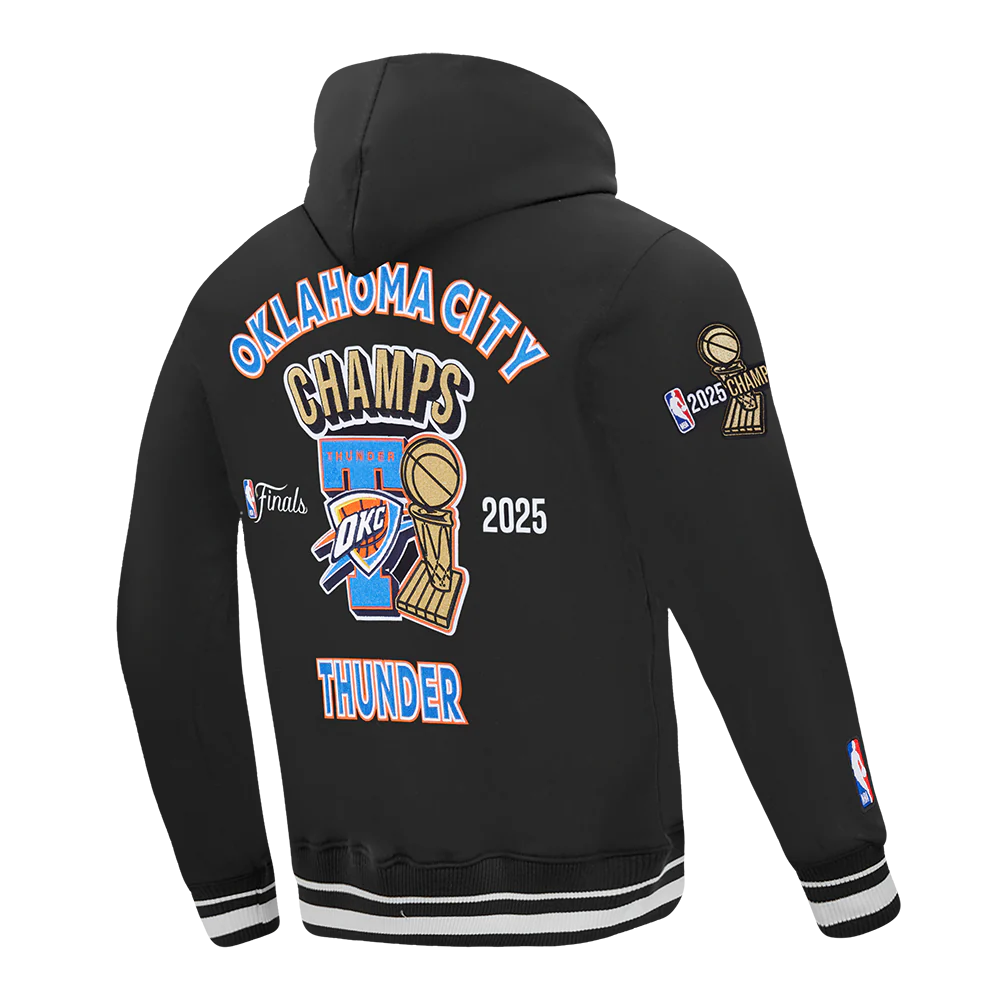 OKLAHOMA CITY THUNDER NBA FINALS 2025 MEN'S RIB PO HOODIE (BLACK) - Image 4