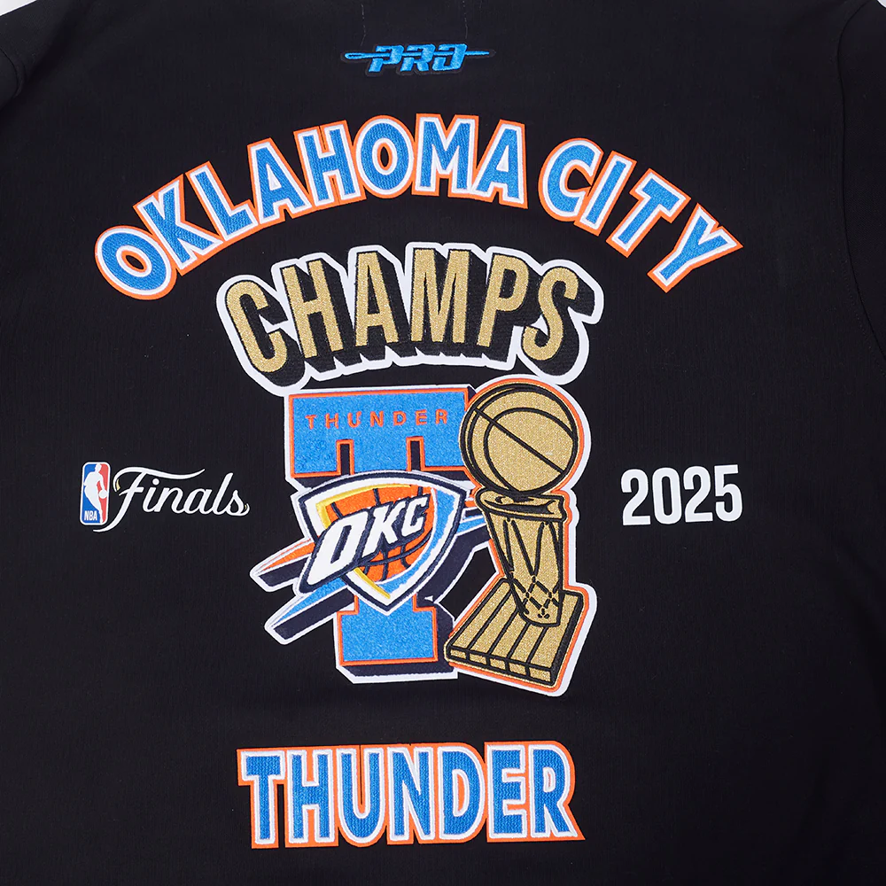 OKLAHOMA CITY THUNDER NBA FINALS 2025 MEN'S RIB PO HOODIE (BLACK) - Image 8