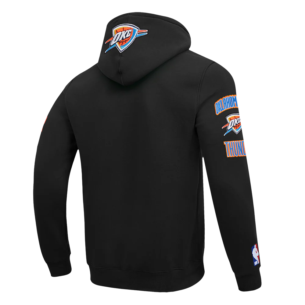 NBA OKLAHOMA CITY THUNDER RETRO CLASSIC MEN'S RIB PO HOODIE (BLACK) - Image 4