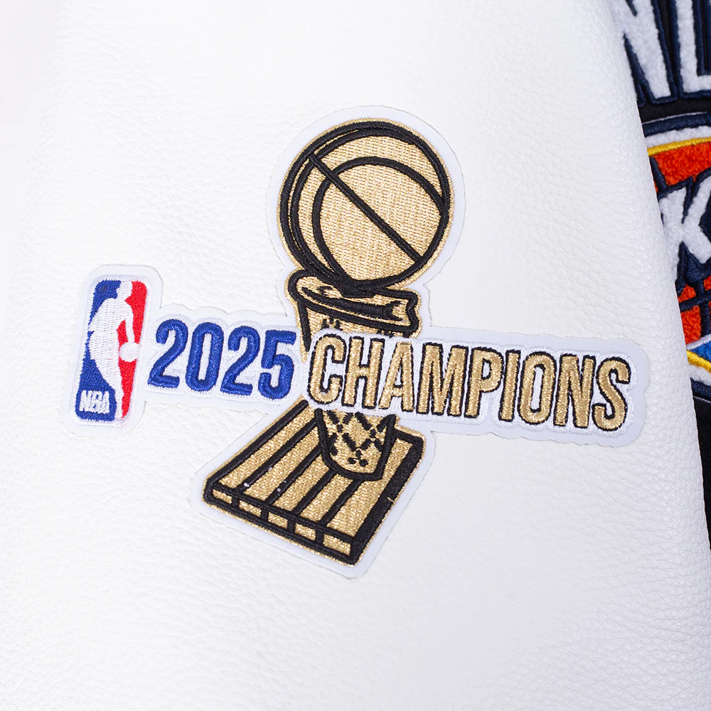 OKLAHOMA CITY THUNDER NBA FINALS 2025 MEN'S RIB WOOL VARSITY JACKET (BLACK/WHITE) - Image 9